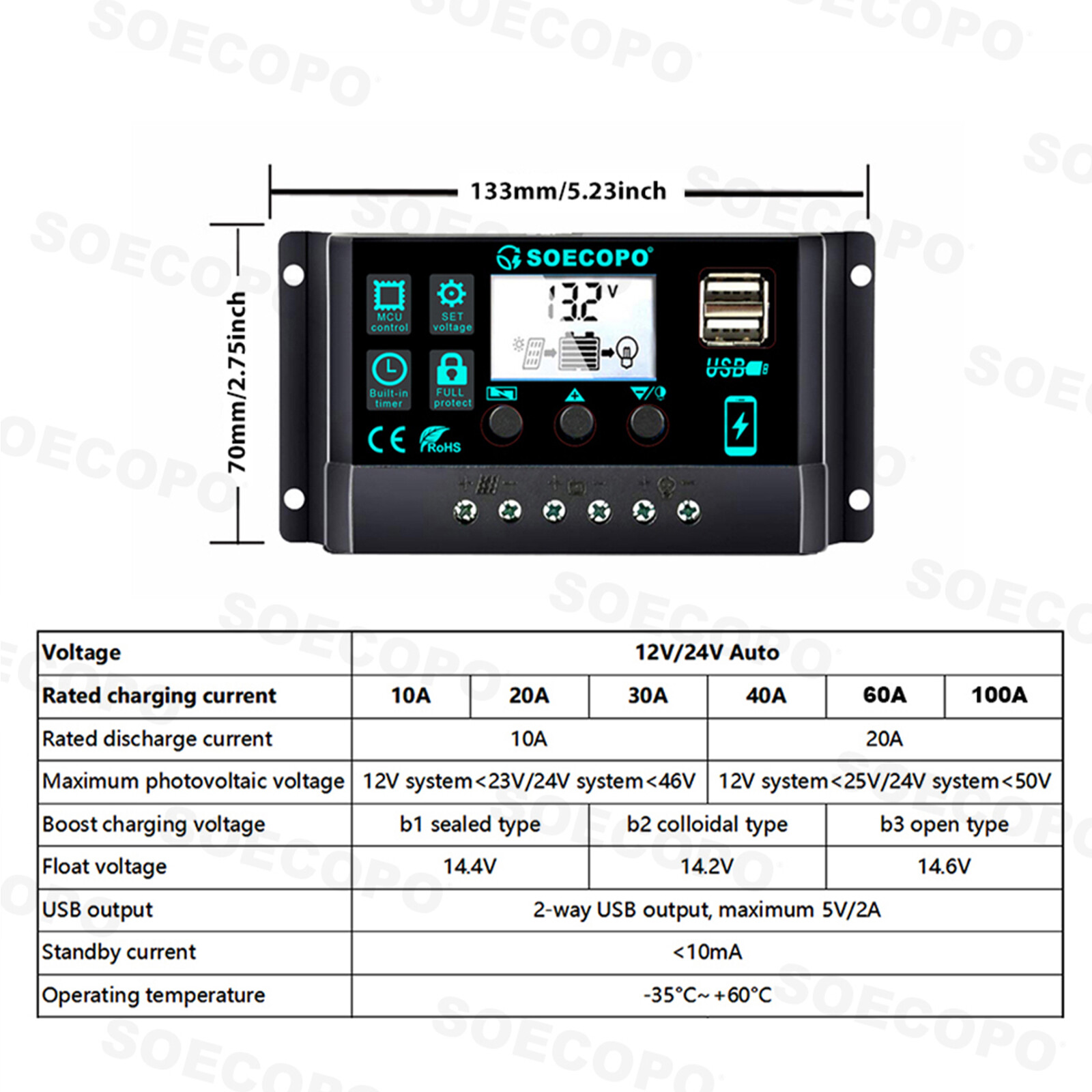 6000W Solar Panel Set Solar Power Inverter Generator 100A Home 110V Grid System