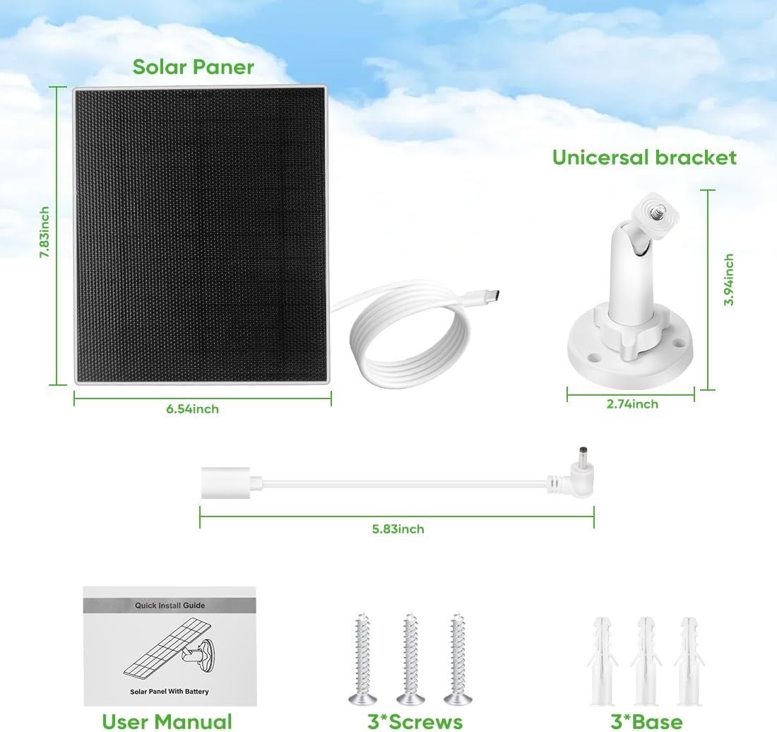 Solar Panel 5W for Ring Camera, 1Pack Solar Panel Compatible with Battery, So…