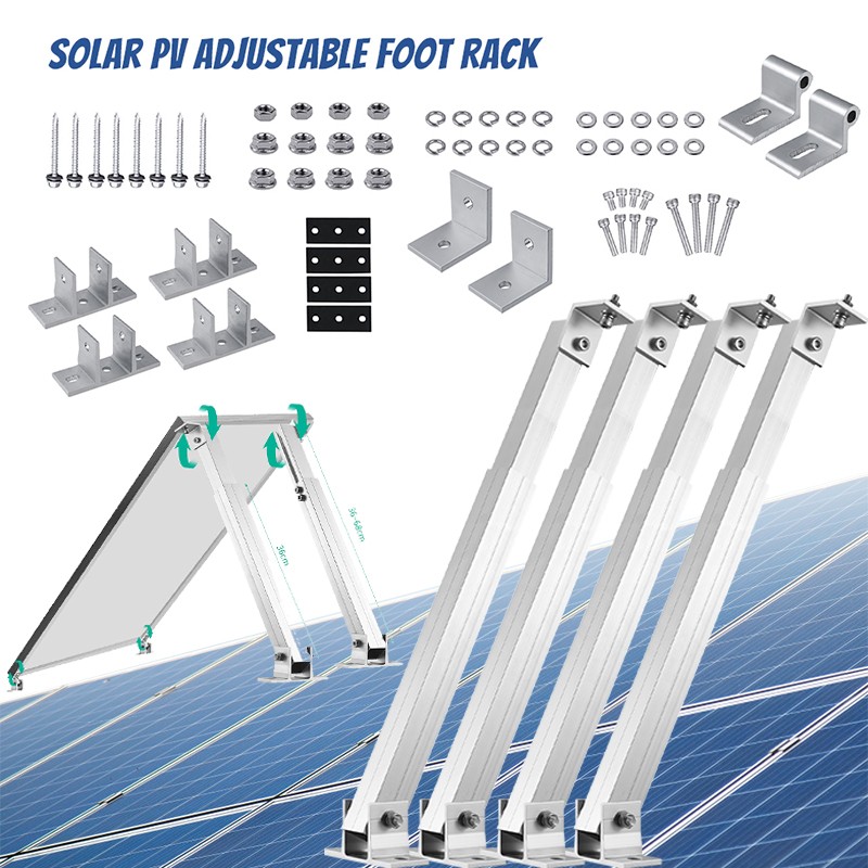 2/4 Pack Adjustable Solar Panel Tilt Mounting Rack Bracket for RV Boat Roof Yard