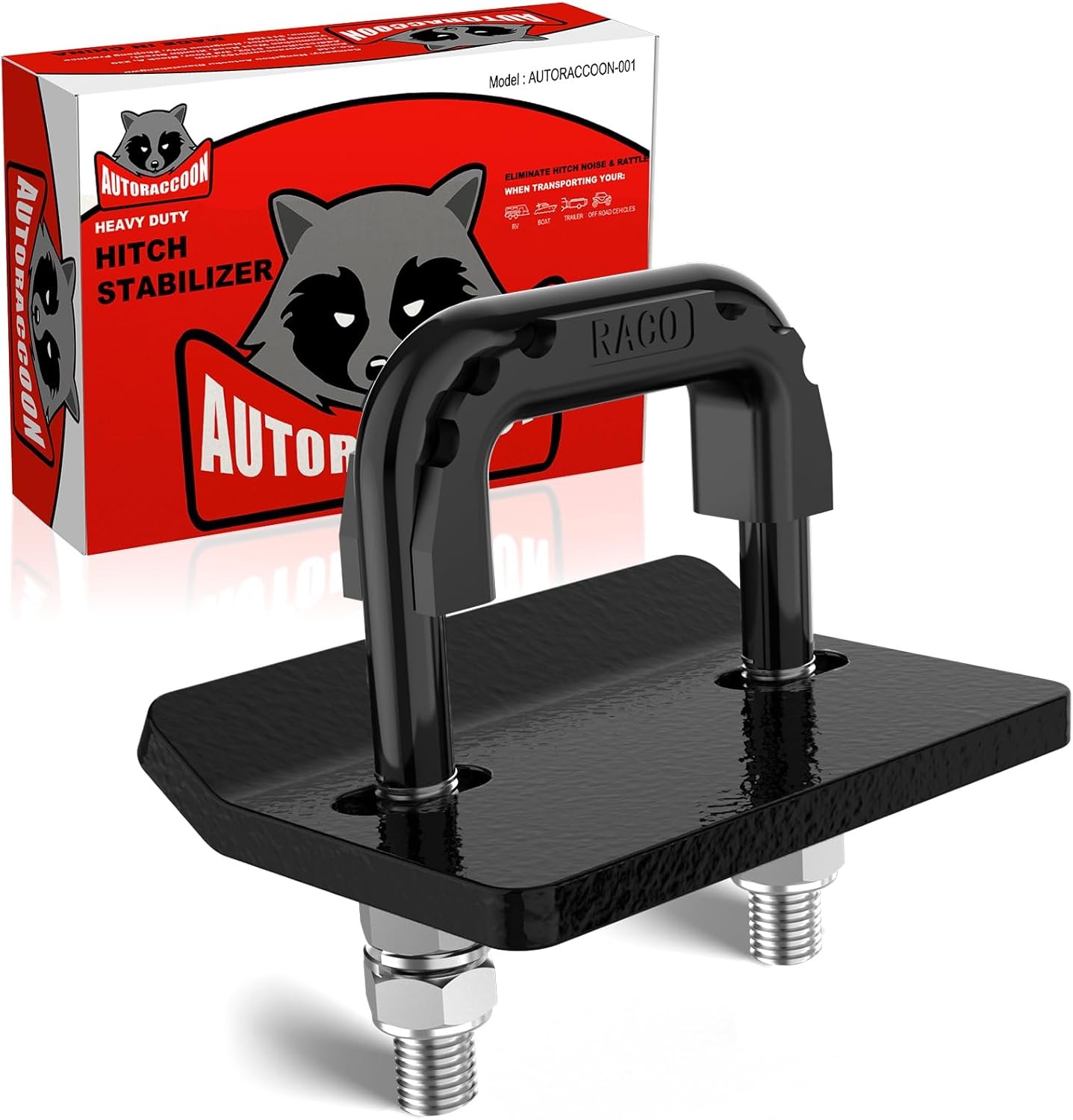 Hitch Tightener Anti-Rattle Clamp – Heavy Duty Stabilizer for Black