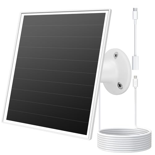 6W Solar Panel for Outdoor Security Camera with Micro USB & USB – C white-1Pack