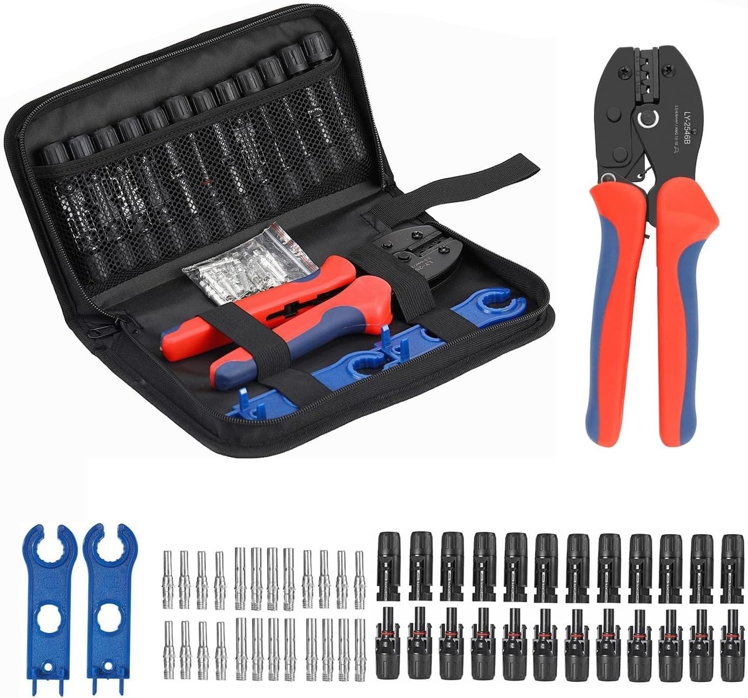 Ergonomic 51 PCS Solar Crimper Tool Kit – Includes 12 Connectors & Spanners