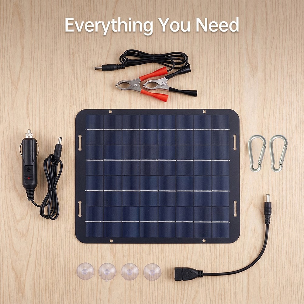 30W Solar Panel Trickle Charger Battery 12V Charger Kit Maintainer Boat Car RV