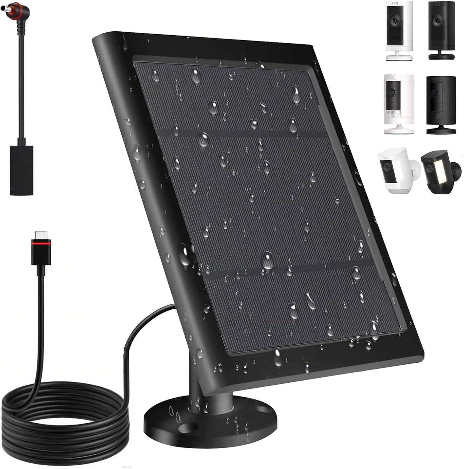 Solar Panel for Ring Camera(2nd Generation) Dustproof Waterproof 5W Solar Panel