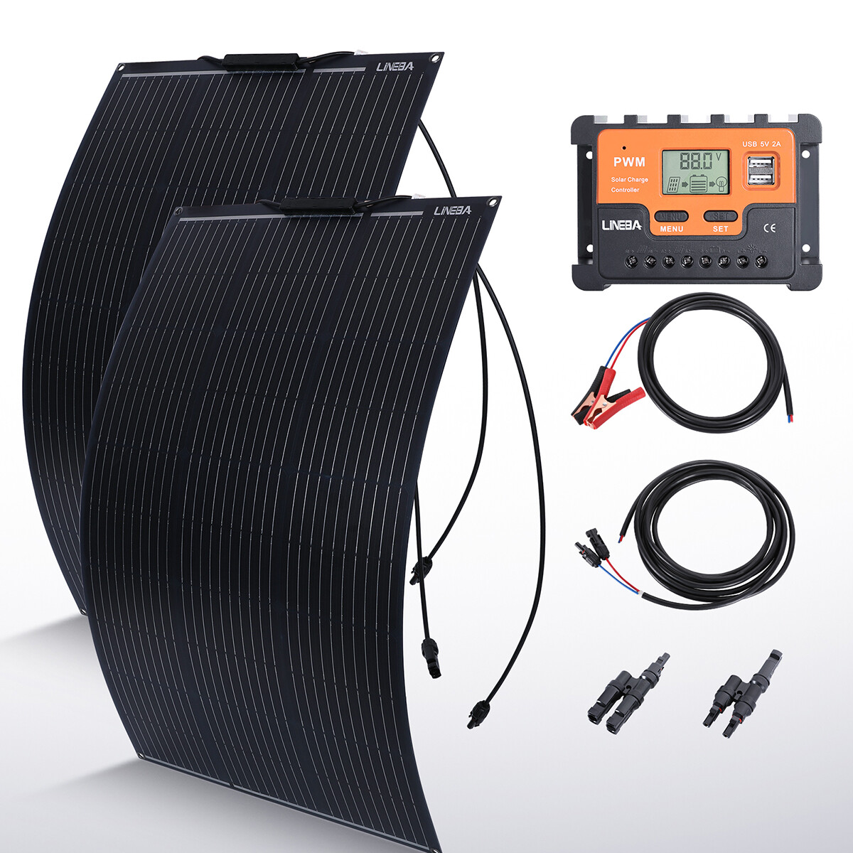 100W 200W Watt 12V Portable Flexible Solar Panel Kit RV Camping Off-Grid Rooftop