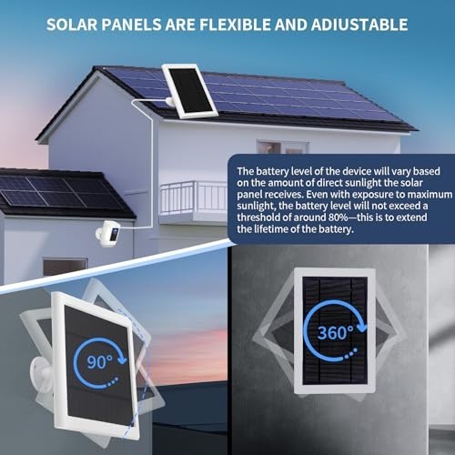 2 Pack 5W Solar Panels for Ring Camera, 10FT Cable, Waterproof & Dustproof Secur