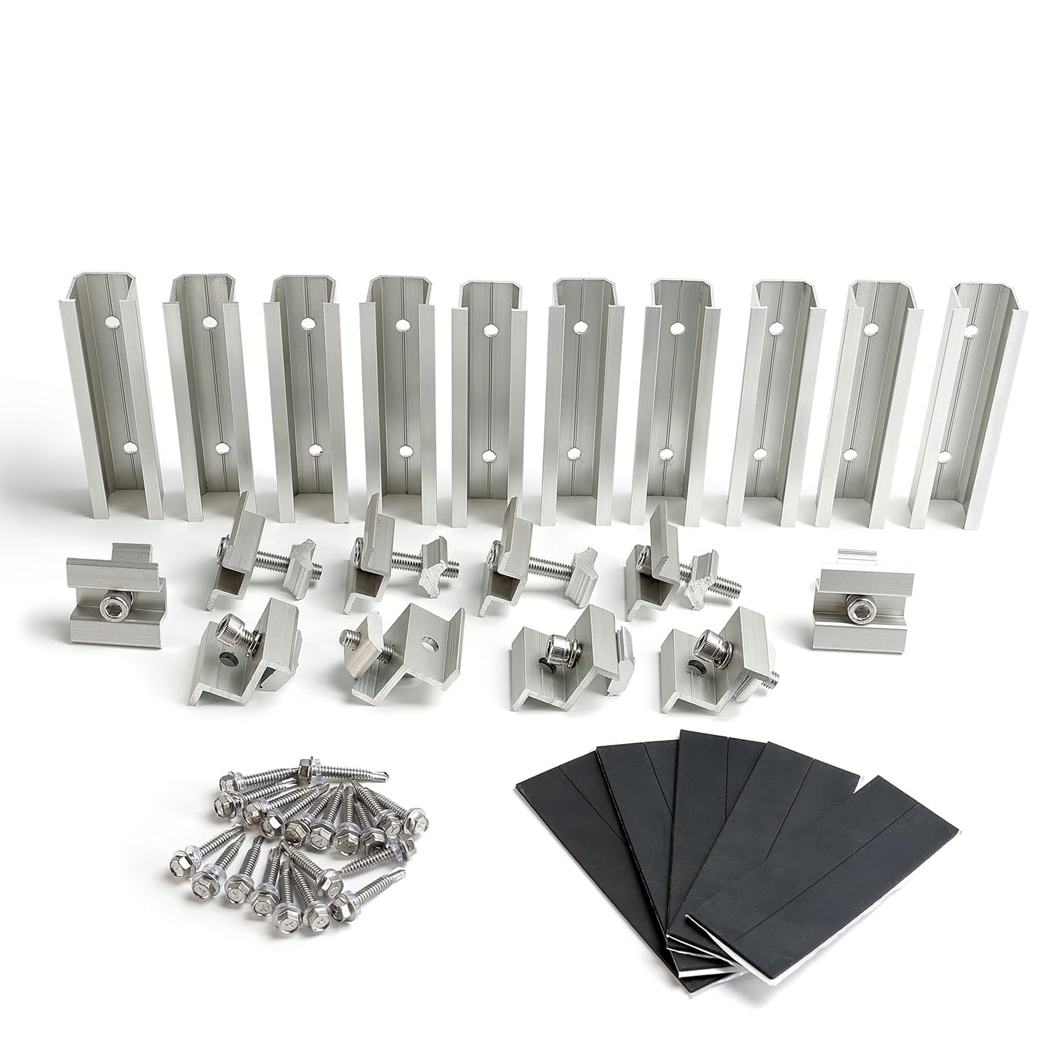 Solar Panel Mounting Brackets Kit – Mid & End Clamps, Rails for Rooftop PV Insta