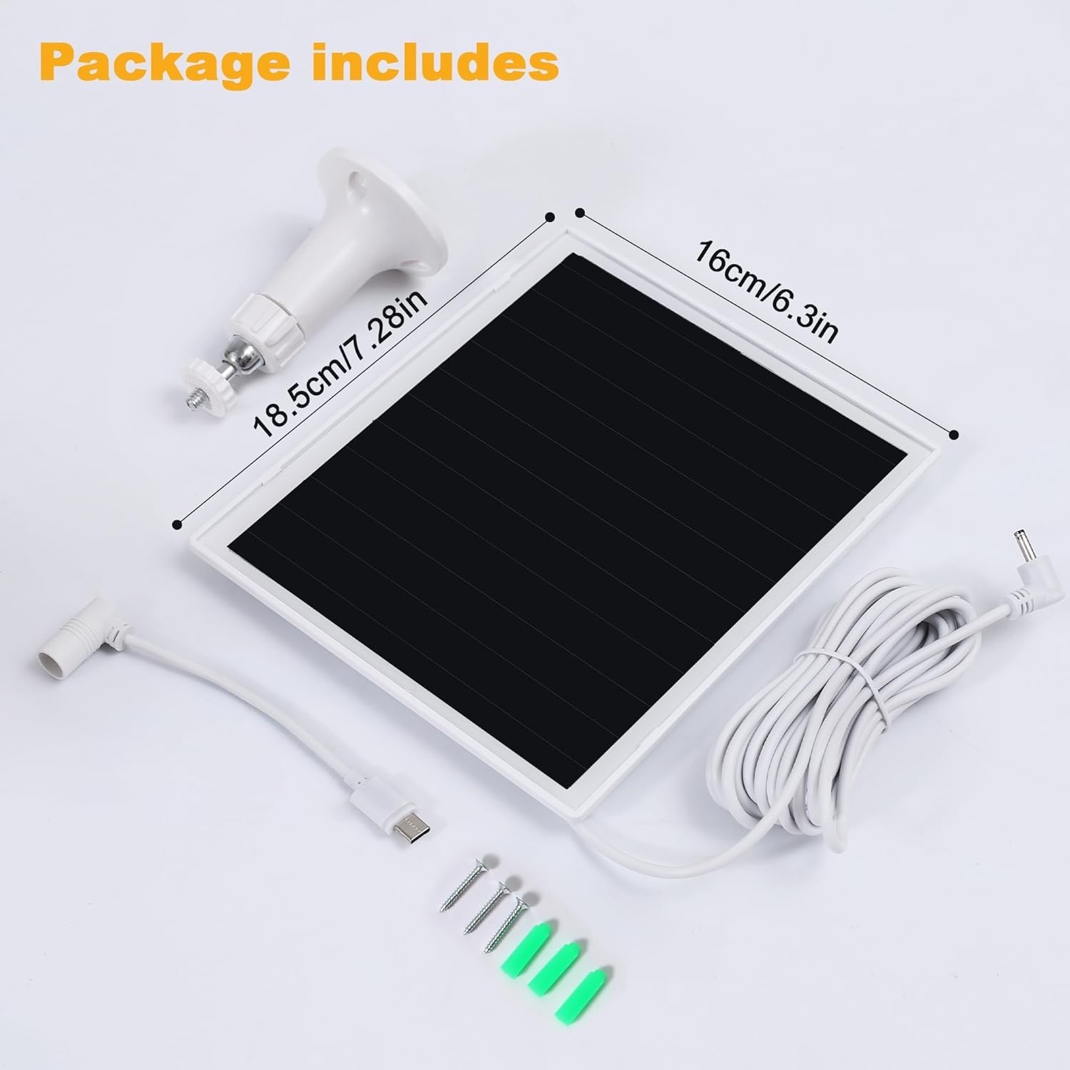 Solar Panel for Ring Cameras – Fast Installation with 360° Bracket Included