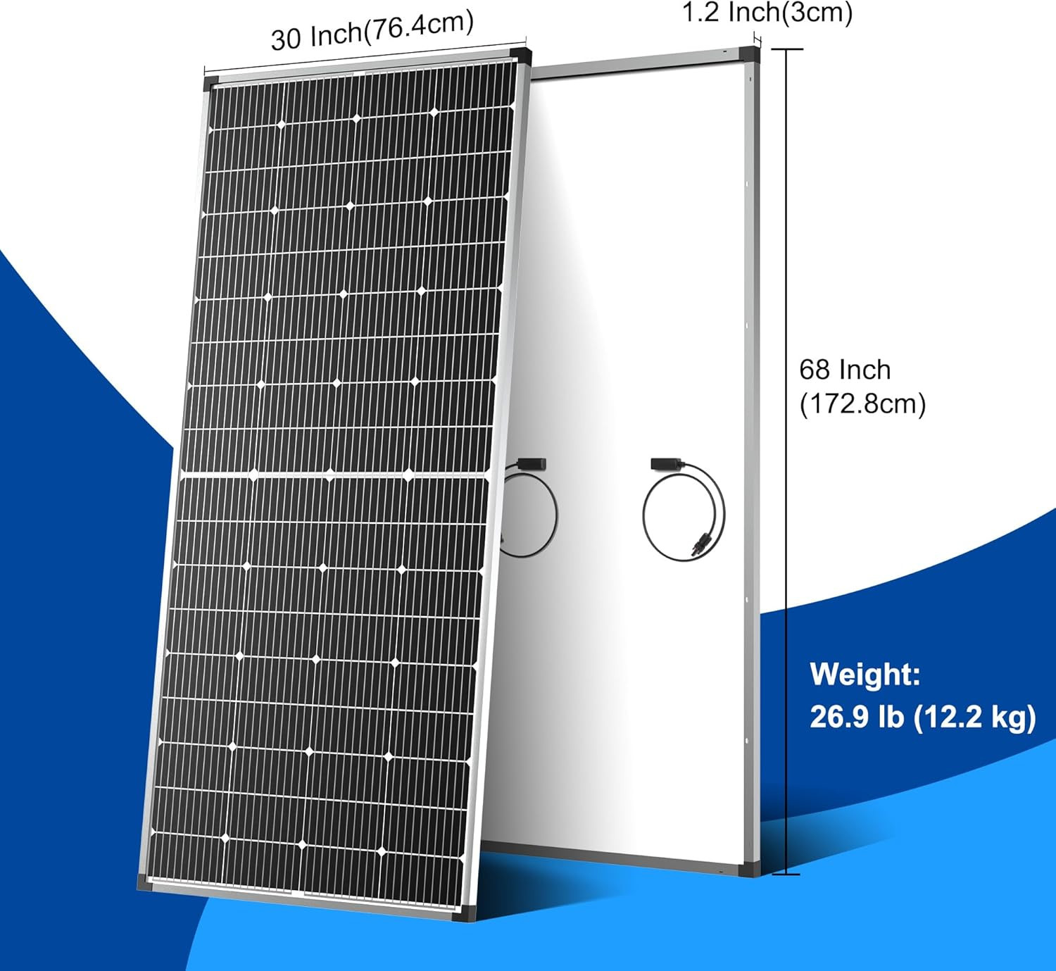Solar Panel 250W 12 Volt 10BB Cell,Monocrystalline High-Efficiency 250 Watt 12V