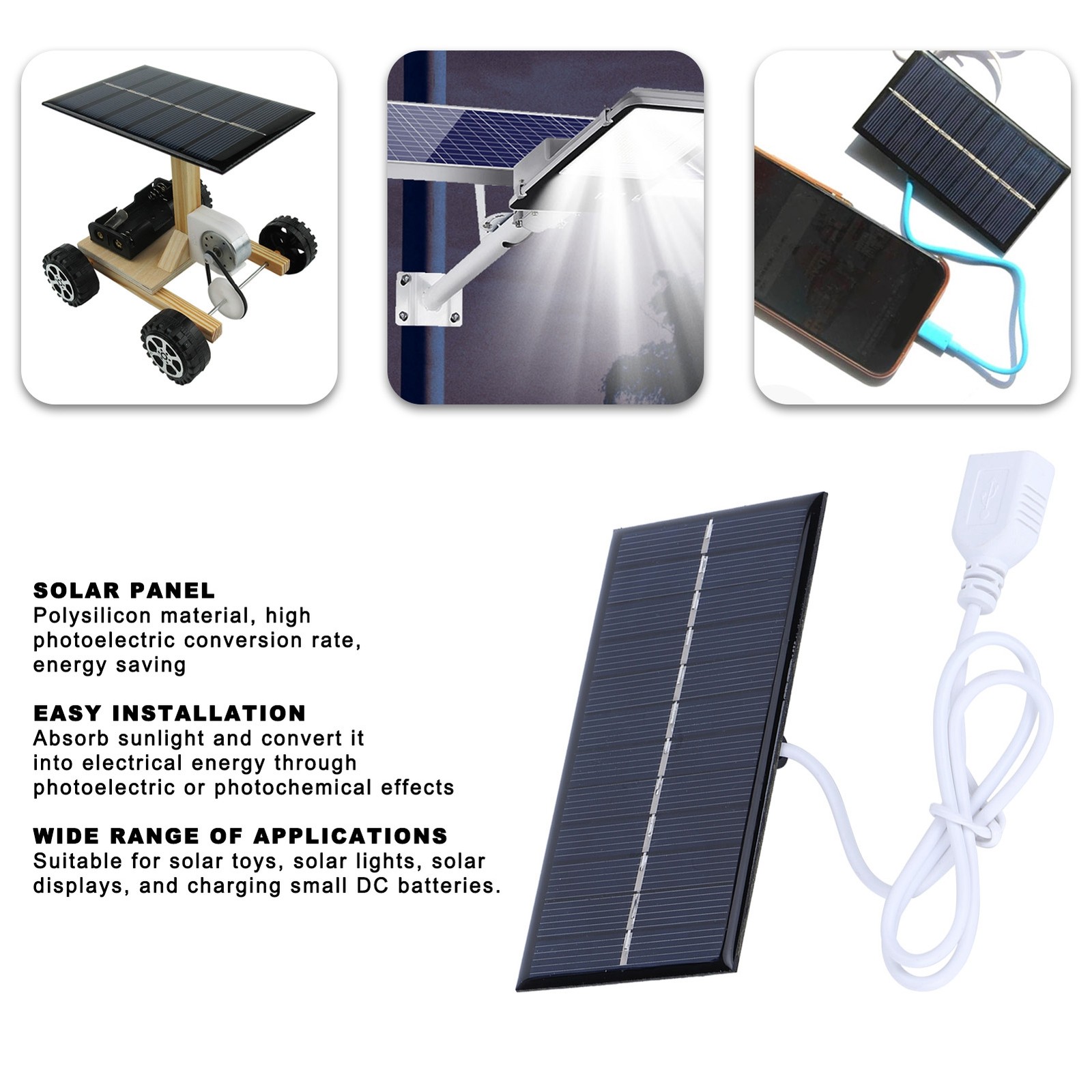 1W 6V Solar Panel Polysilicon DIY Solar Charging Board For Toys Lamps Water