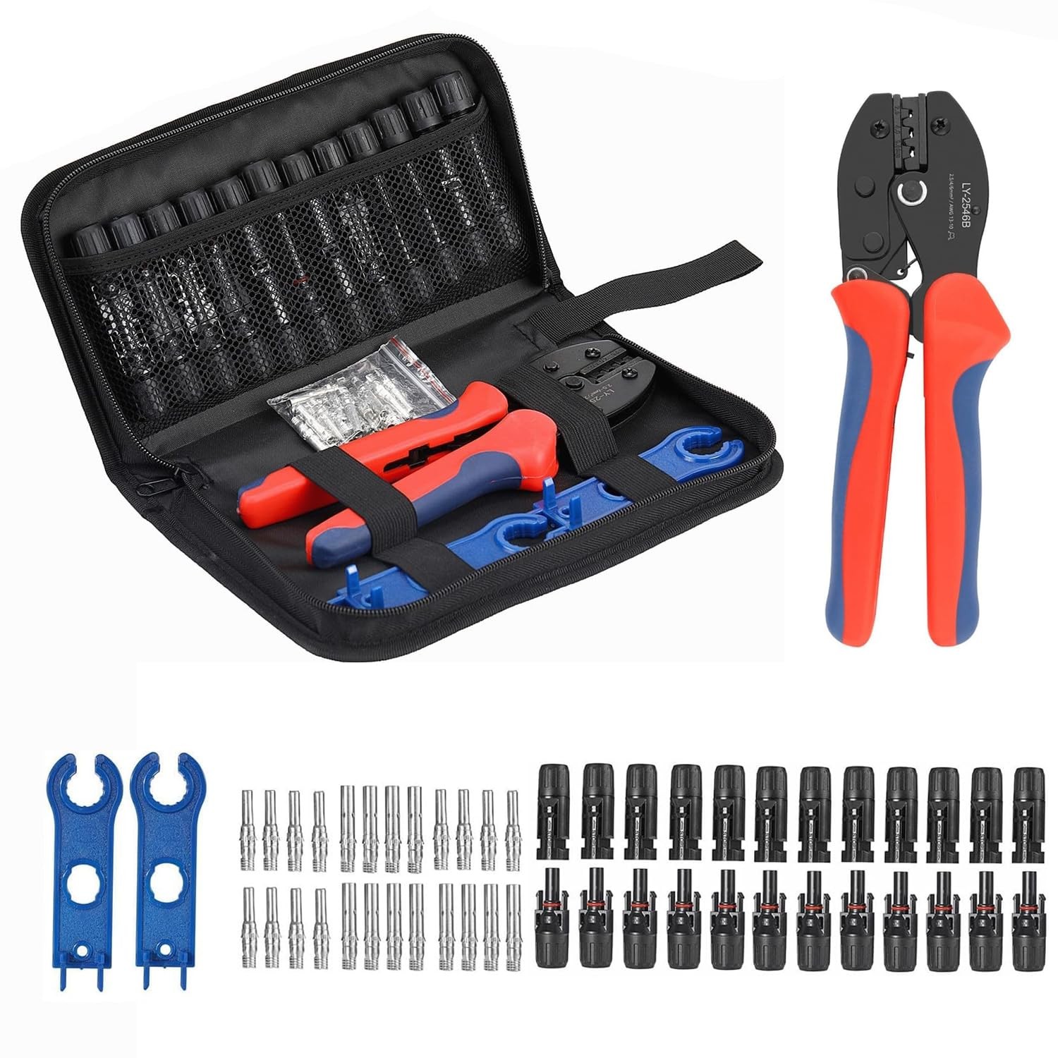 Solar Crimper Tool Kit 51 PCS Tools – a Crimper, 12 Pairs Black