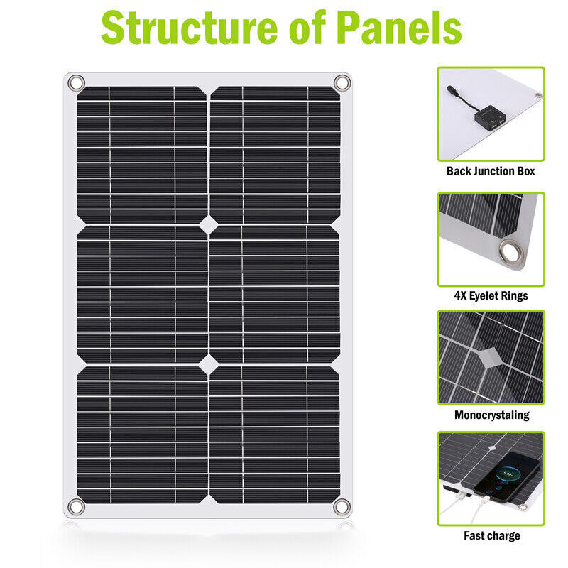 400 Watts Solar Panel Kit 100A 12V Battery Charger w/ Controller Caravan Boat RV