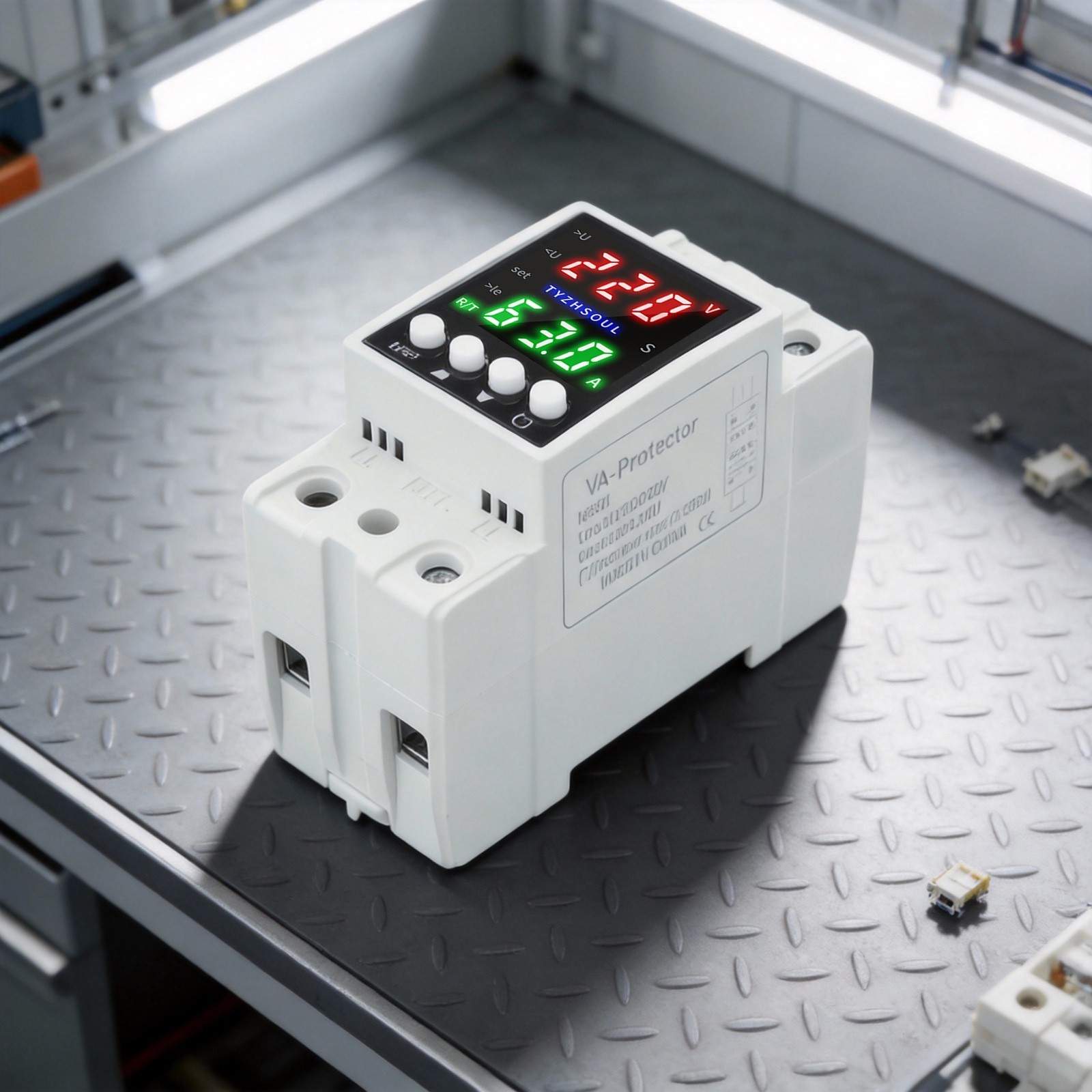 Dual LCD Display Voltage Protector with Automatic Over Under Current Control