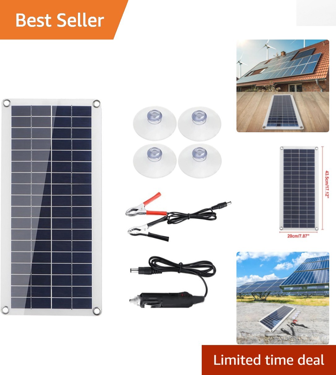 Flexible 12V Solar Panel Kit – 10W Trickle Charger for Eco-Friendly Adventures