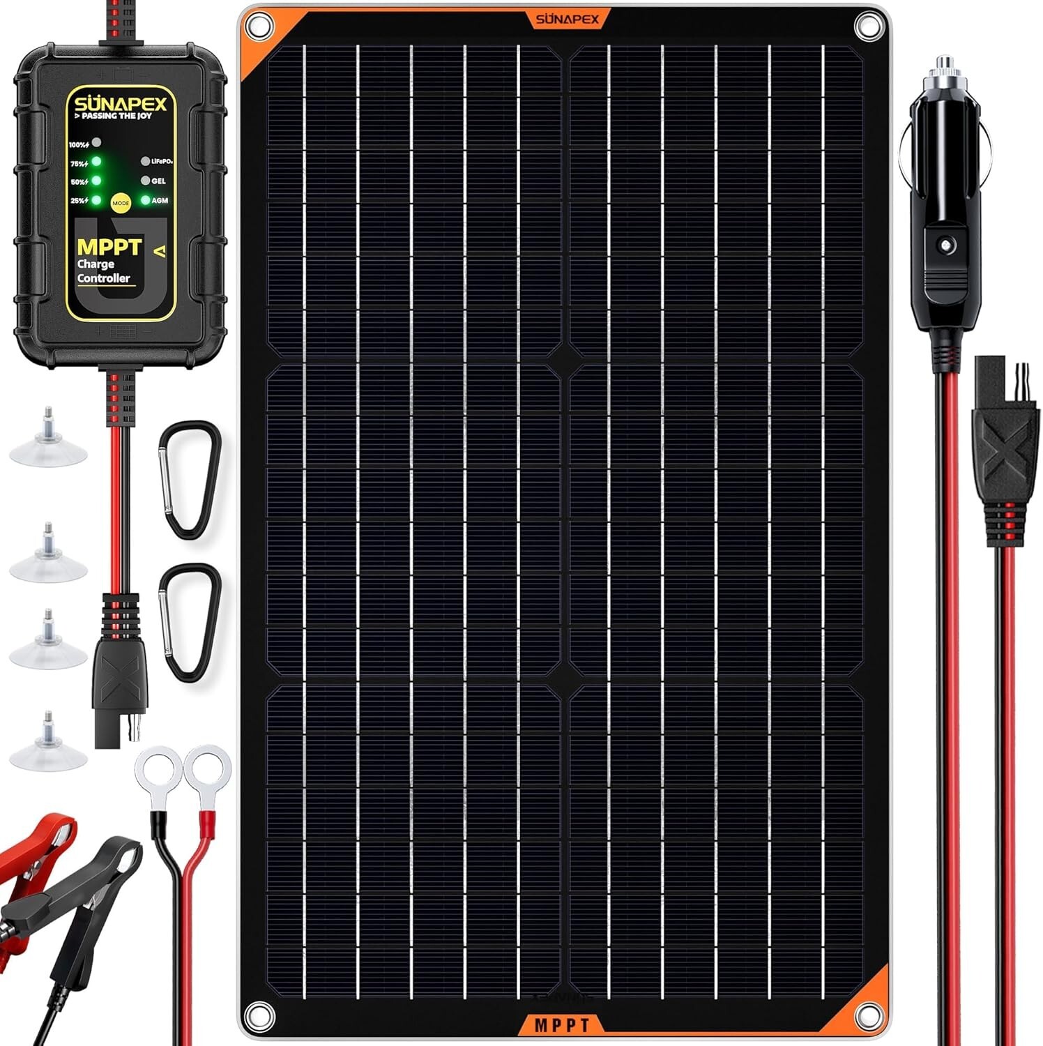 SUNAPEX 30W Flexible Solar Panel with MPPT Charge Controller Solar Battery Char