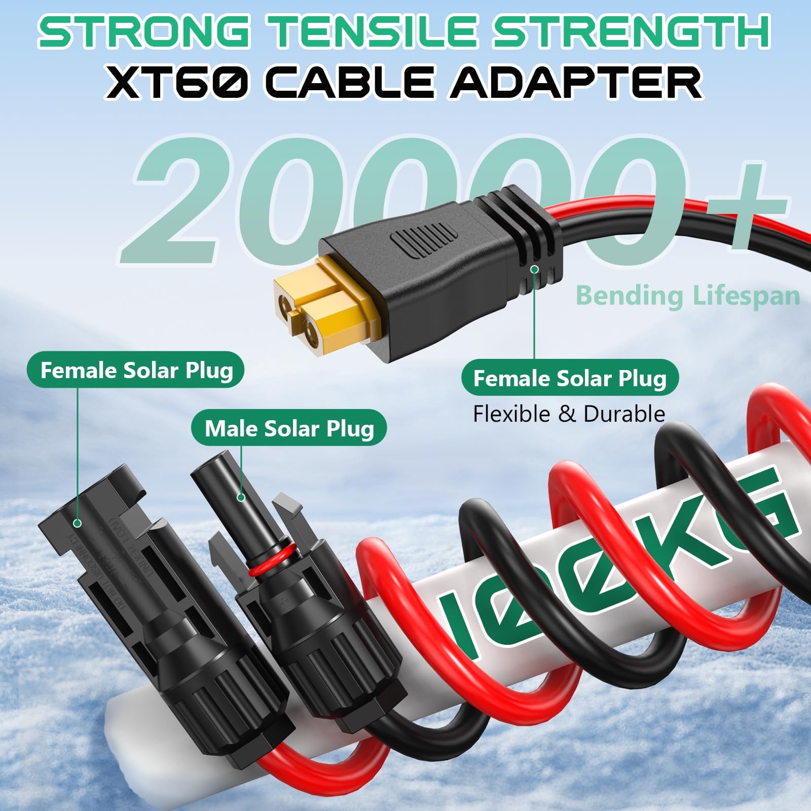 10AWG XT60 Solar Cable 10FT, Solar to XT60 Charging Cable 3 15 20 30 40 50FT,…