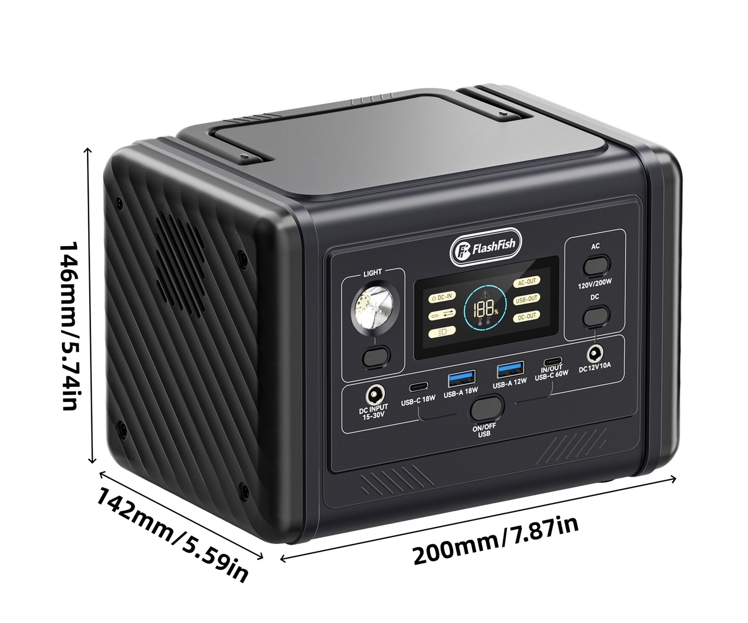 Flashfish T200 Solar Generator LiFePO4 300W 153.6Wh With Solar Panel 60W 18V US