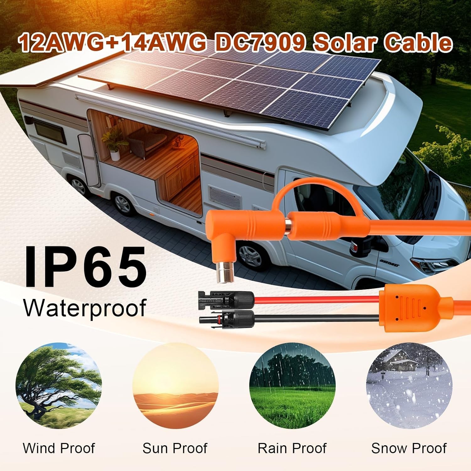 12AWG+14AWG Solar Cable with Connectors