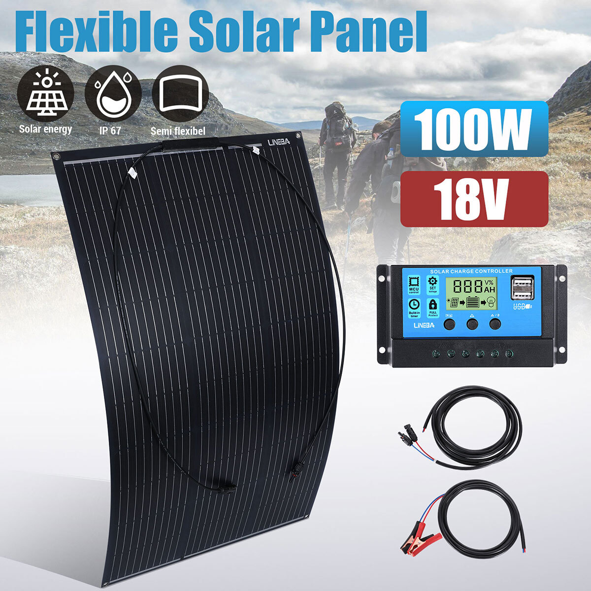 200W 400W Watt Mono Solar Panel Kit 12V Battery Charger RV Home Off-Grid Boat
