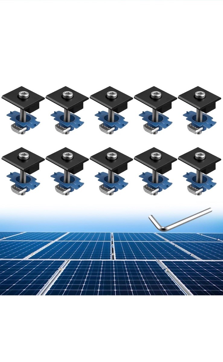 10 Pcs Solar Panel Middle Clamps 35mm Aluminium Solar Panel Mount Mid Clips