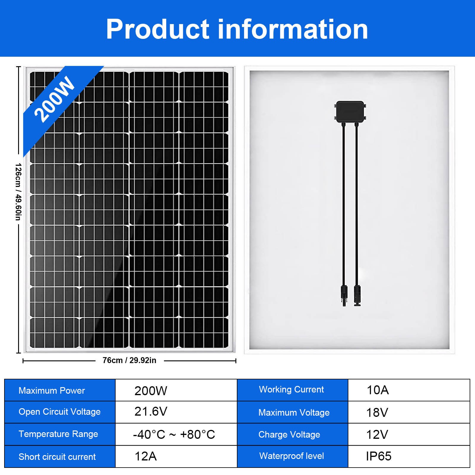 9BB 3PCS 200 Watt Rigid Monocrystalline Solar Panel 12 Volt Home RV Marine US