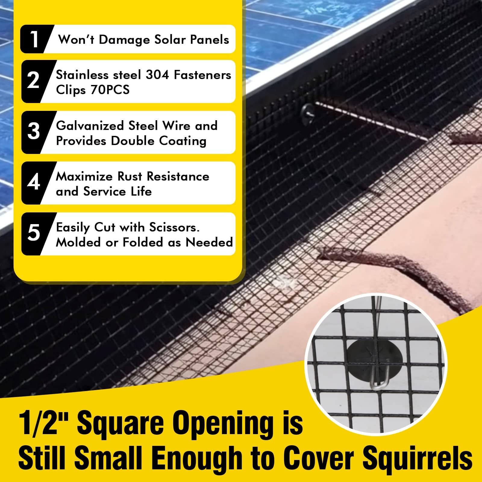 6in X 100ft Solar Panel Bird Guard,Solar Panel roof Protection net 1/2inch Me…