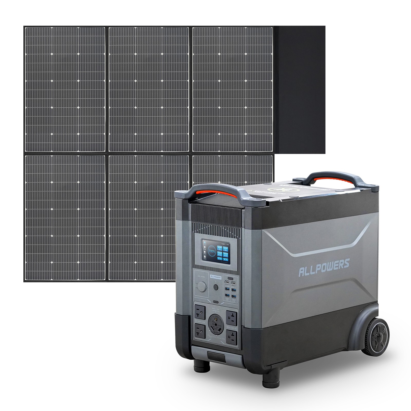 ALLPOWERS 4000W 3456Wh LiFePO4 Portable Power Station & Mono Solar Panel 600W