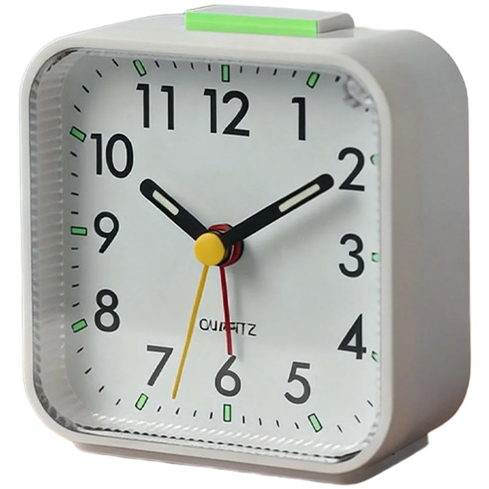Square Alarm Clock Silent Quartz Mechanism with Night Light for Children Rooms