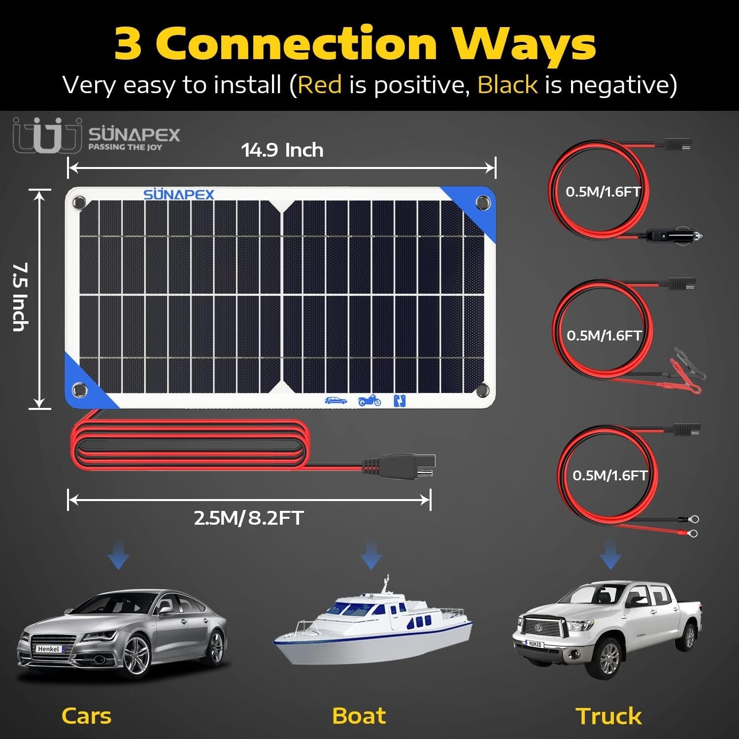 12V 10 Watt Solar Trickle Charger Maintainer – Waterproof Solar Powered Batte…