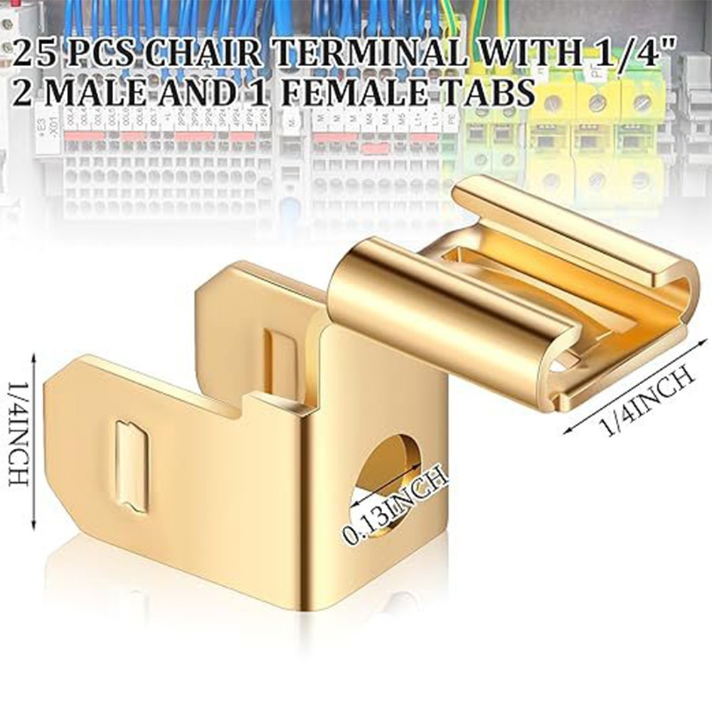 Easily Accessible 25 Pcs Brass Piggyback Spade Connectors in Bulk Packs