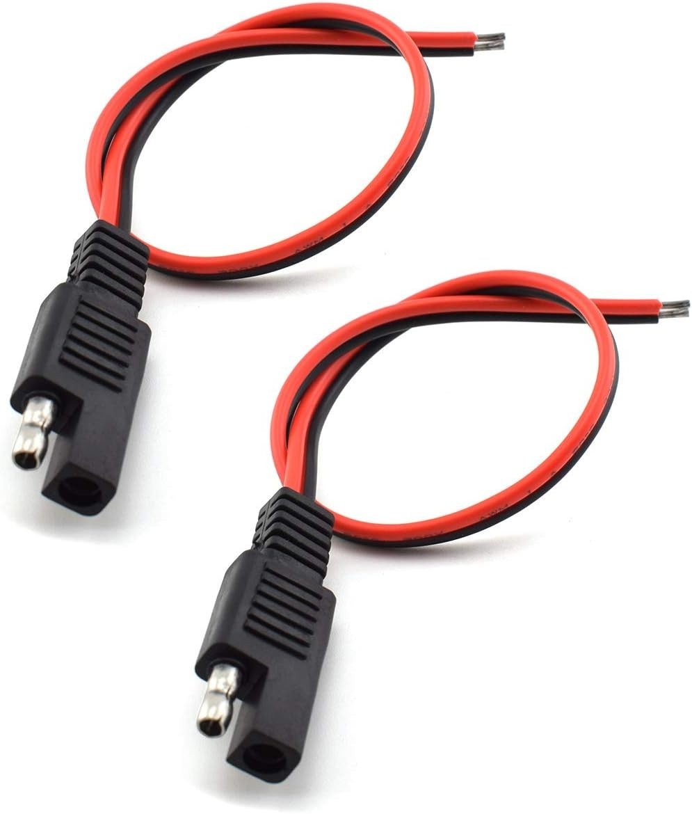 Durable 1ft SAE Extension Cable 10A – 2-Pin Quick Connector for Solar Power