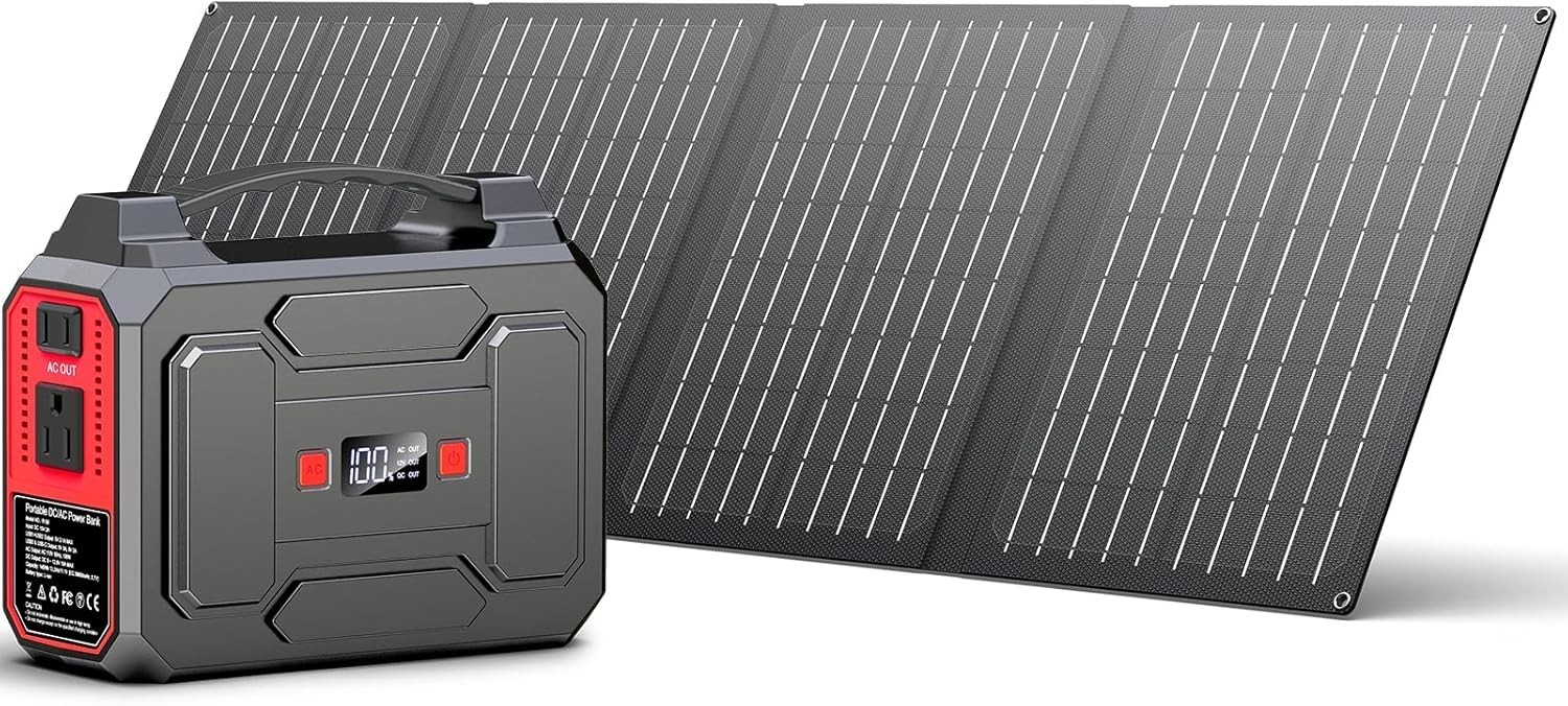 Compact 100W Rated Solar Power Bank with Solar Panels & Multiple Charging Ports