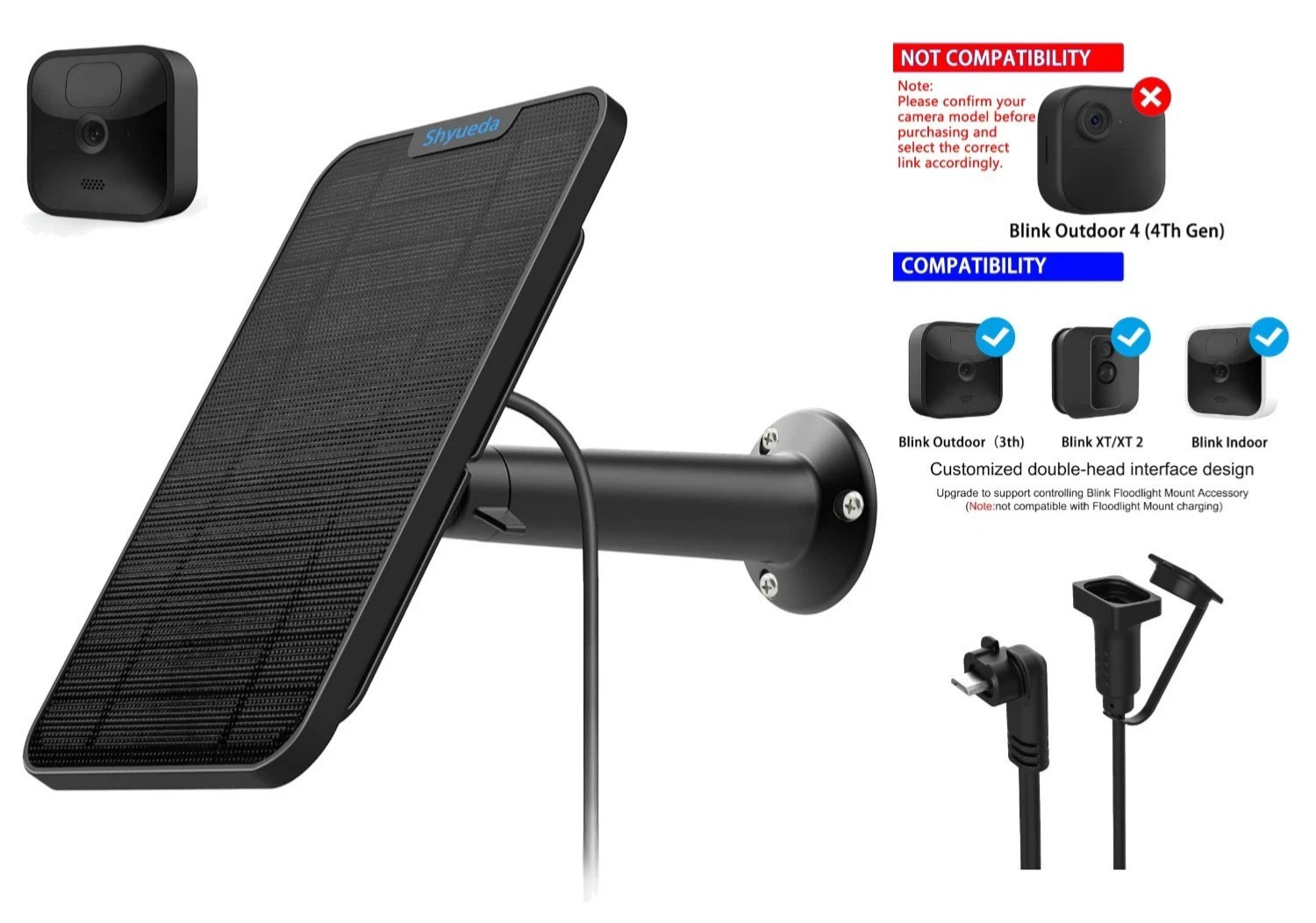 4W Solar Panel Charging Compatible with Blink 3rd Gen/XT/XT2Micro-USB Camera,…