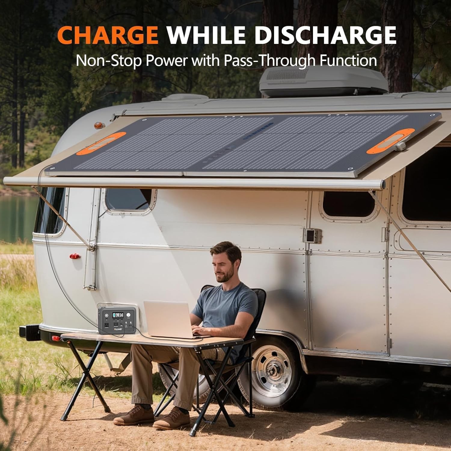 Lightweight 300W Solar Generator with 6 Output Ports for Camping and Home Backup