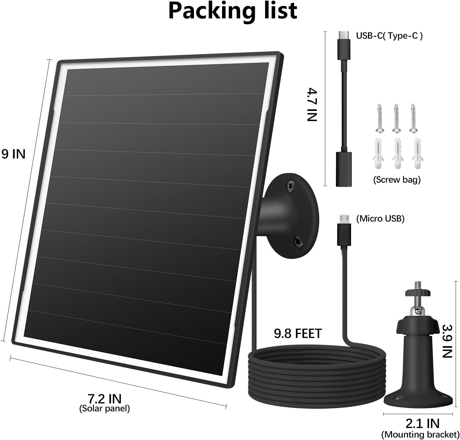 8W Solar Panel Charger for Eufy/Wyze/Reolink Cameras – Waterproof & Adjustable