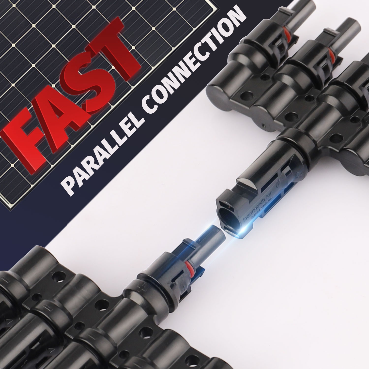 1 Pair Solar Panel Connector T Branch Cable Splitter 1 Female to 5 Male Parallel