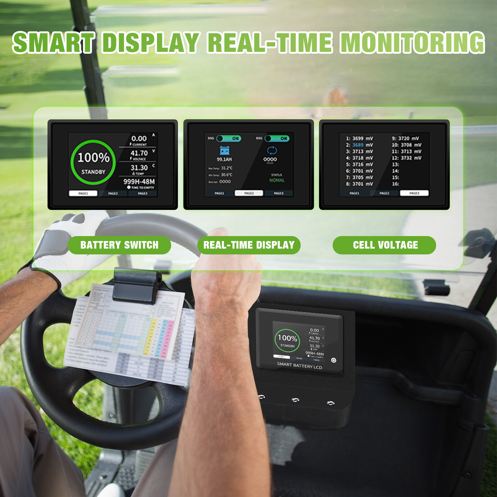36V 100Ah Golf Cart Lithium LiFePO4 Battery 200A BMS Deep Cycle 10Years-Lifetime