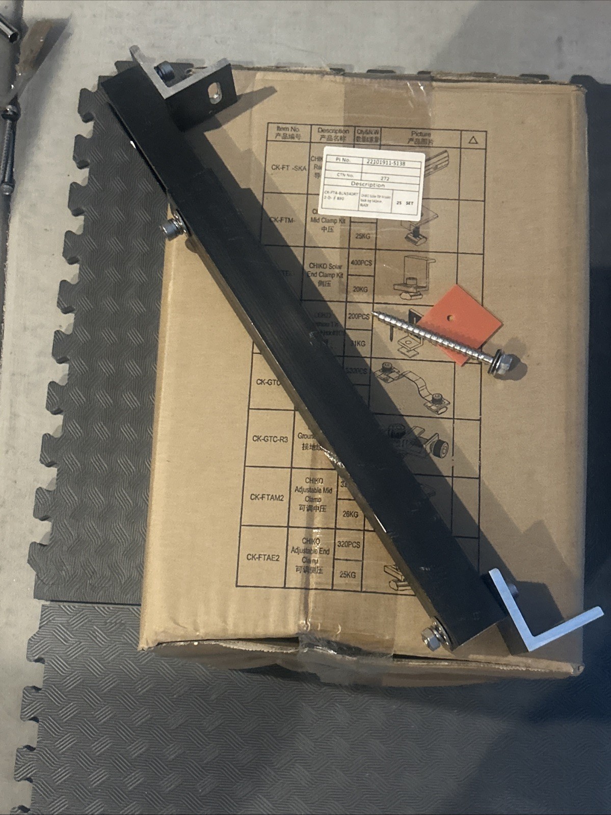 (BOX OF 25) CHIKO SOLAR TILT MOUNT BACK LEG 200MM “BLACK”