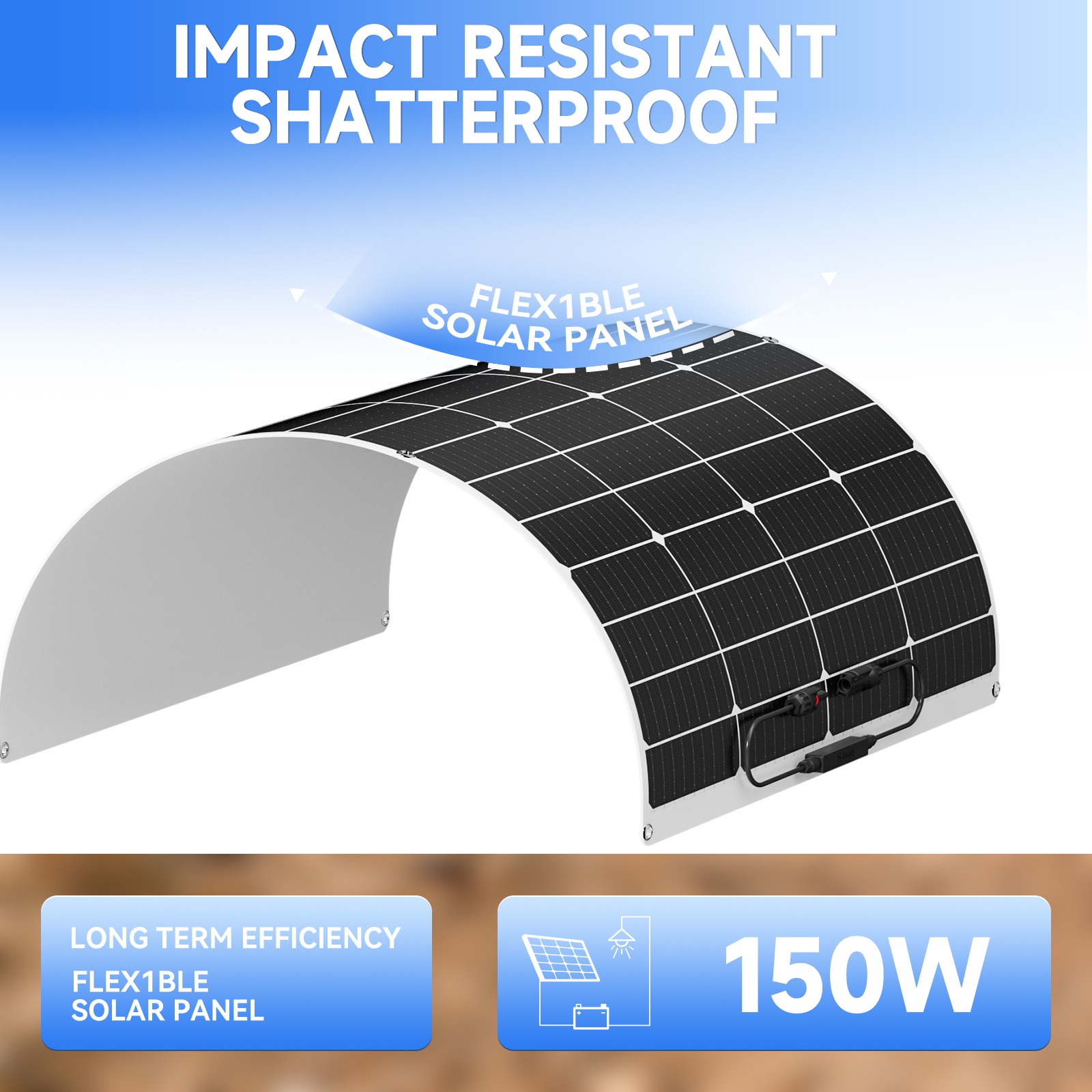 300W Flexible Solar Panel Portable PV RV Rooftop Cabin Boat Home Camping 150W*2