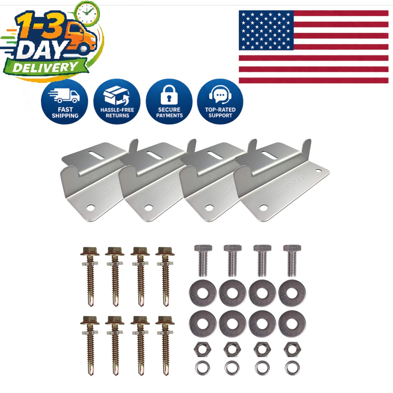 Renogy 4-Piece Z Brackets – Lightweight Aluminum Solar Mounts for RVs & Boats