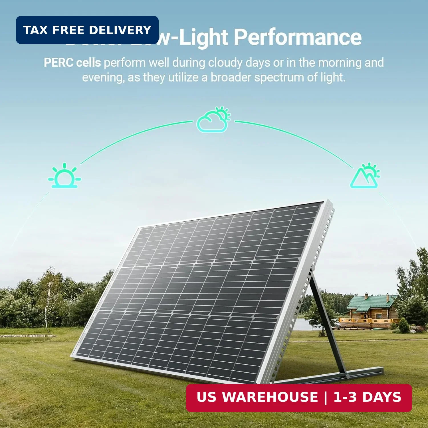 HQST-100W 12V Monocrystalline Solar Panel, High Efficiency Module PV Power for B