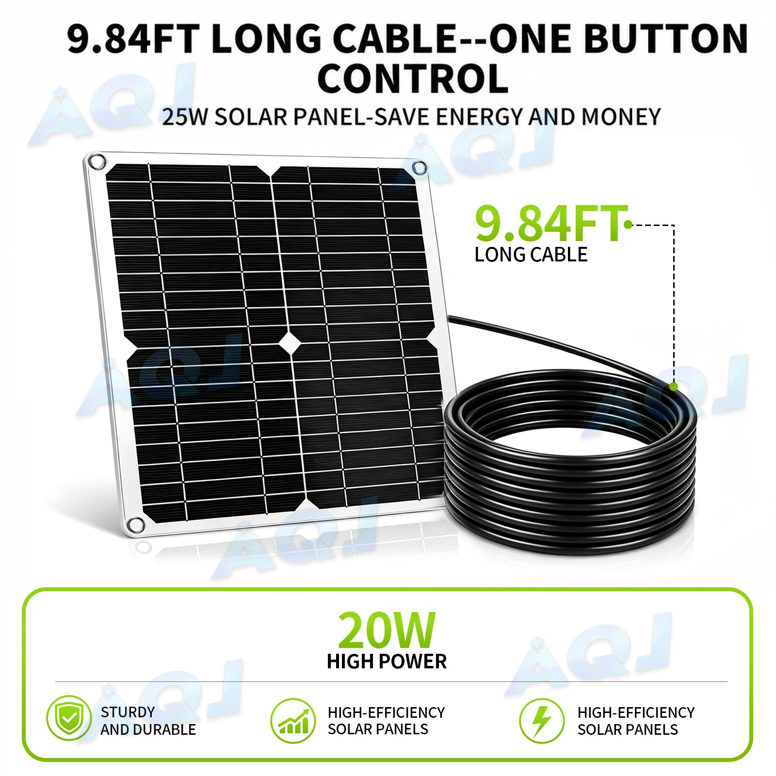 Solar Panel Fan Kit 25W IP57 Waterproof for Outside Small Chicken Coops