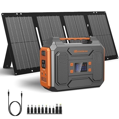 Portable Solar Generator, 300W Portable Power Station with Black Orange