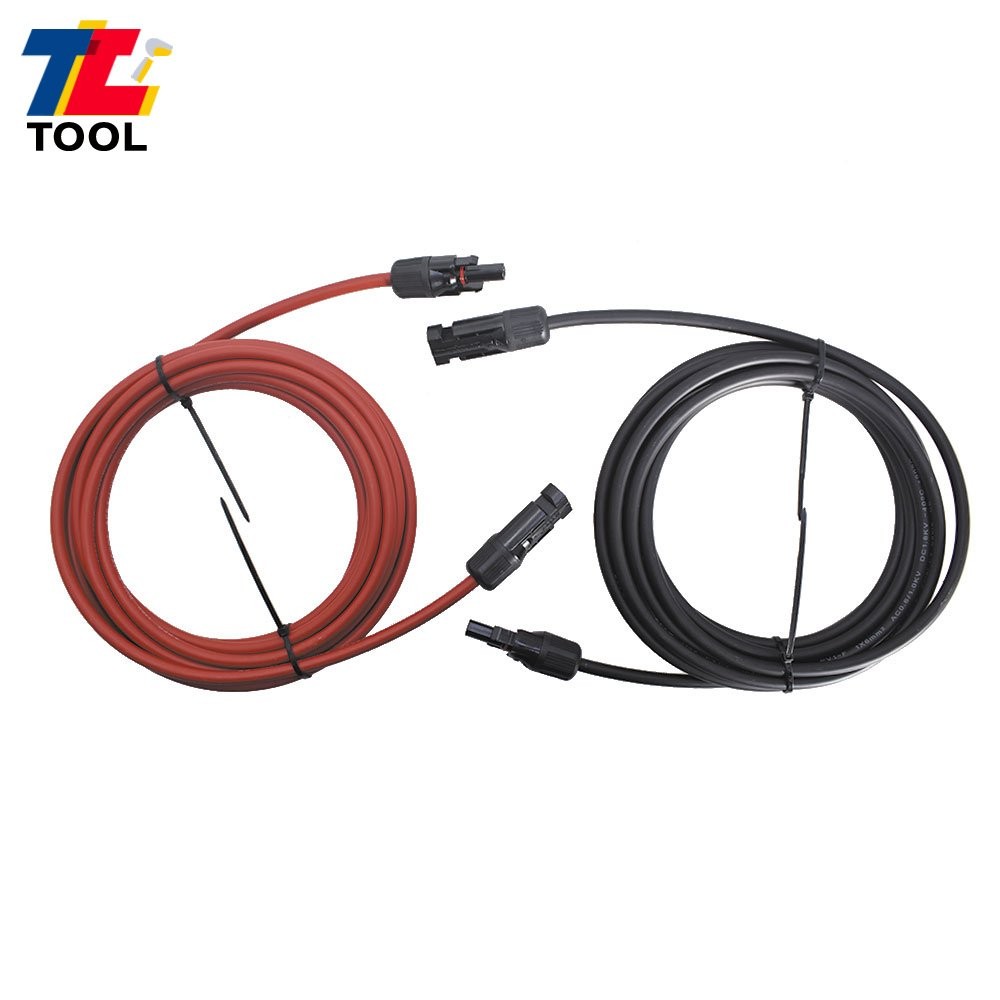 1Pair Black + Red 10AWG 15ft Solar Panel Extension Cable Wire Connector