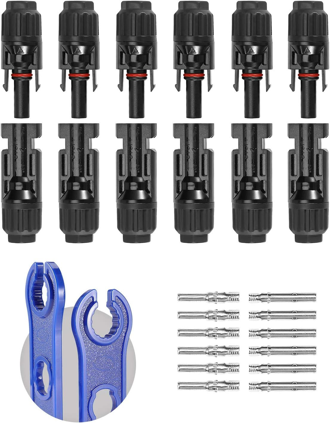 Bougerv 12 PCS Solar Connectors with Spanners Solar Panel Cable Connectors 6
