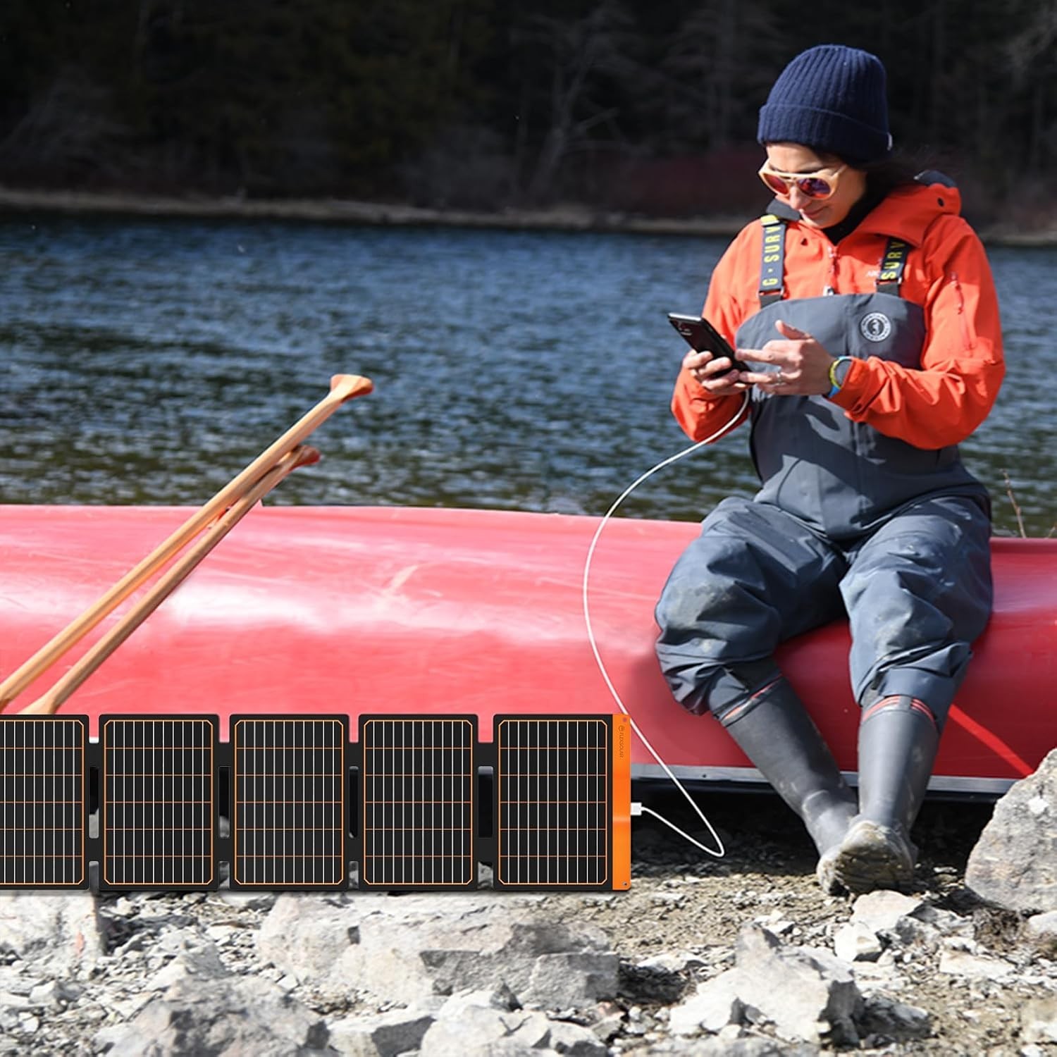 60W Portable Solar Panels Chargers W/ PD3.0 USB-C,QC3.0 USB-A & DC Outputs