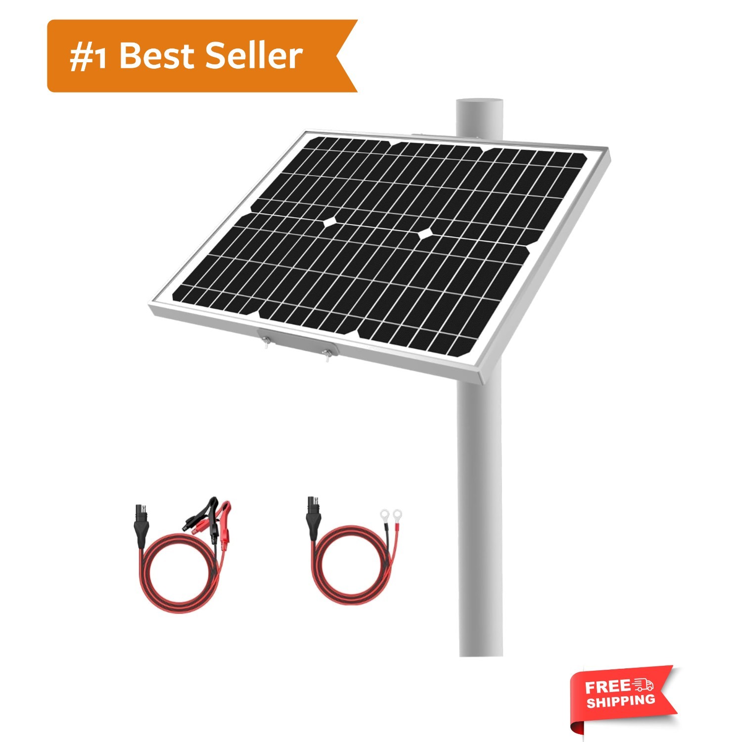 12V 20W Solar Battery Trickle Charger & Maintainer – Waterproof 20 Watt Solar…