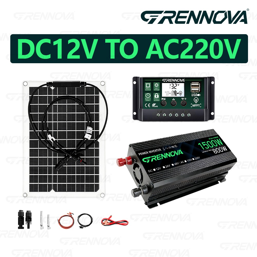 Grennova 1500W Complete Set Plug and Play Real 12V To 110V/220V Power Inverter-