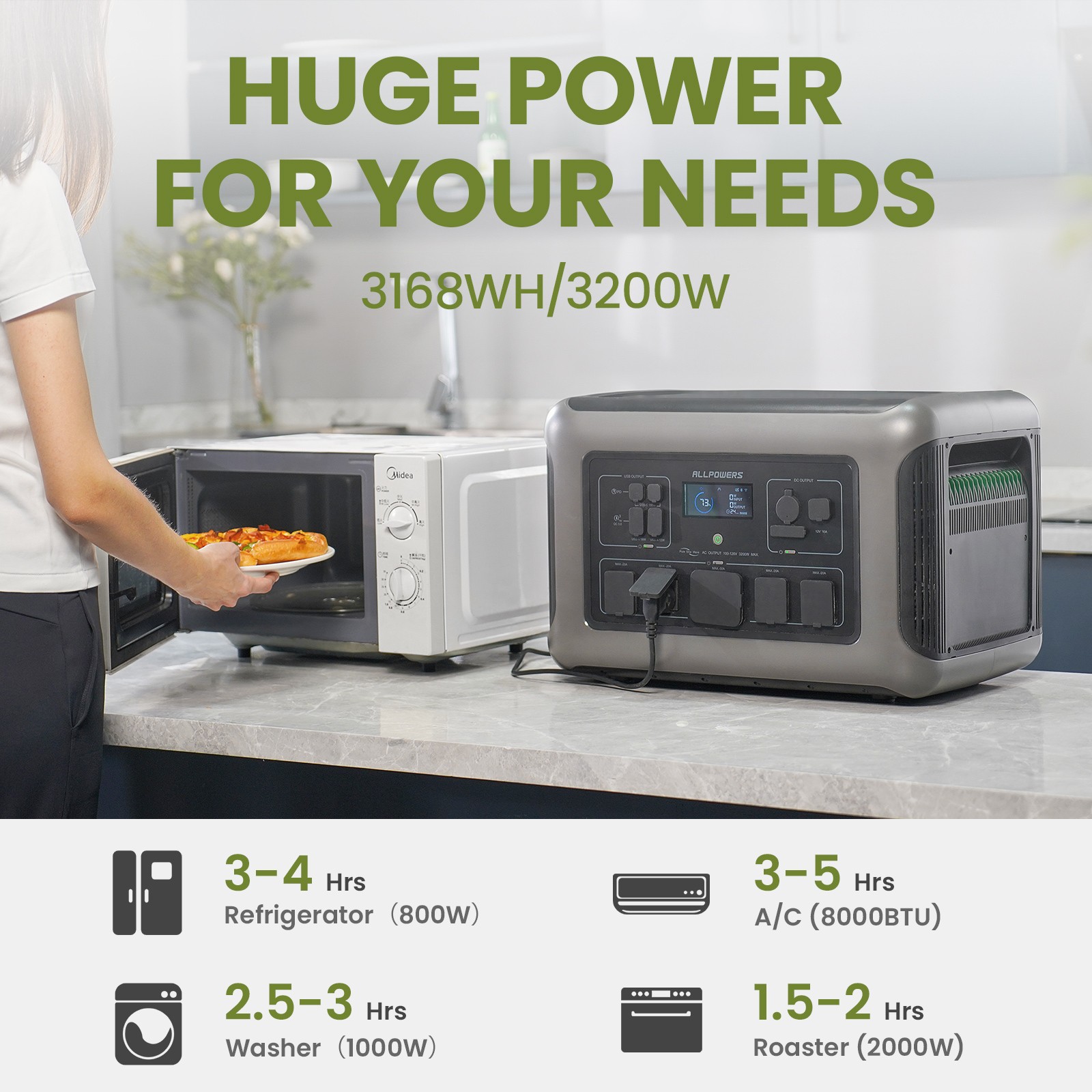 ALLPOWERS R3500 Portable Power Station 3168Wh RV UPS Solar Generator Home Backup