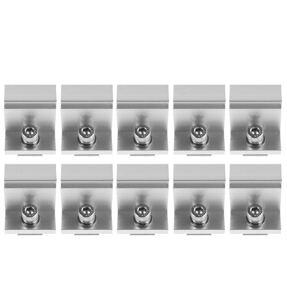 10Pcs Solar Panel End Clamp Kit Adjustable Aluminum Z Brackets with Nuts Bolts